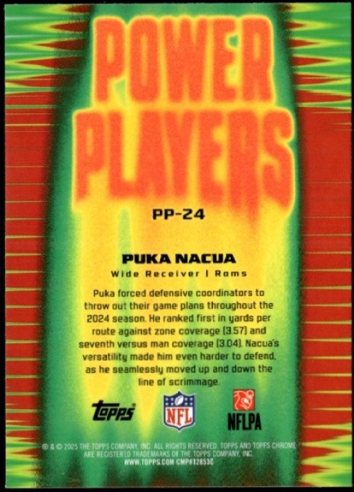 2025 Topps Chrome Puka Nacua #PP-24 Power Players Rams
