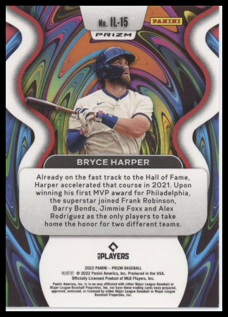 Bryce Harper 2022 Panini Prizm Purple Illumination #IL-15 Near Mint or Better