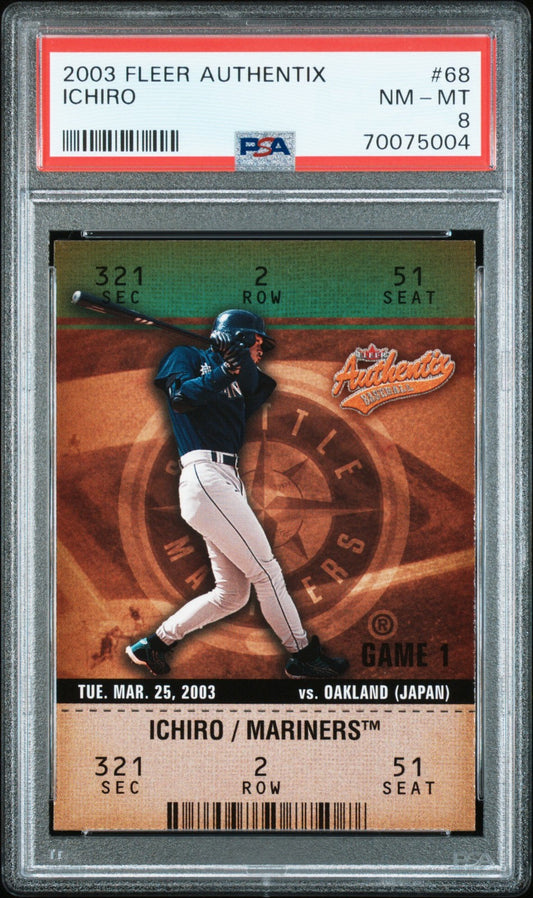 2003 Fleer Authentix #68 Ichiro Seattle Mariners PSA 8