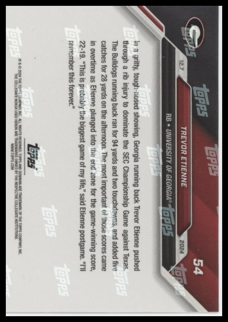 2024 Topps Bowman U Football - Trevor Etienne #54 (RC) Georgia