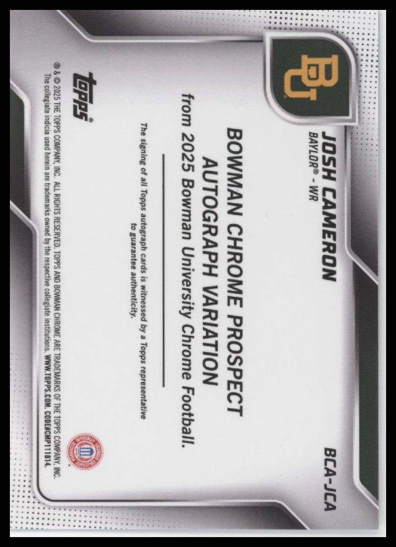 Josh Cameron 2025 Bowman University Chrome #BCA-JCA Auto