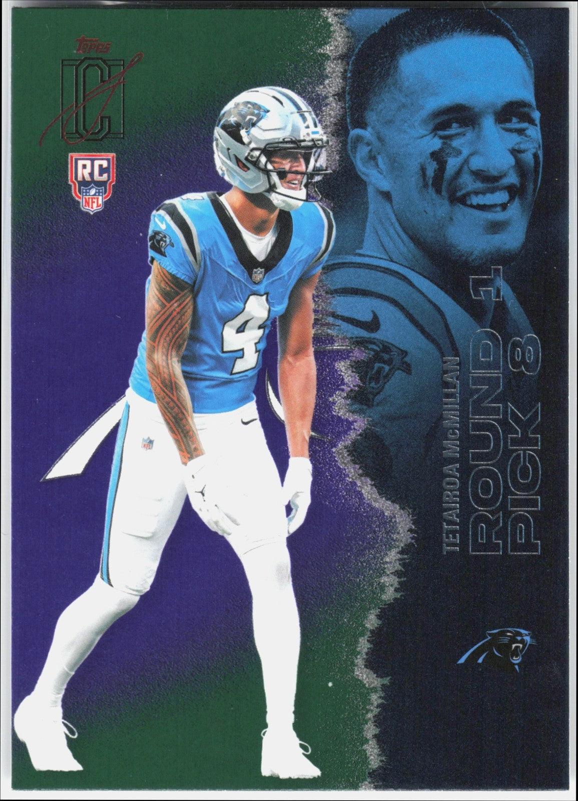 2025 Topps Signature Class Tetairoa McMillan #230 Rookie Green & Purple Foil RC