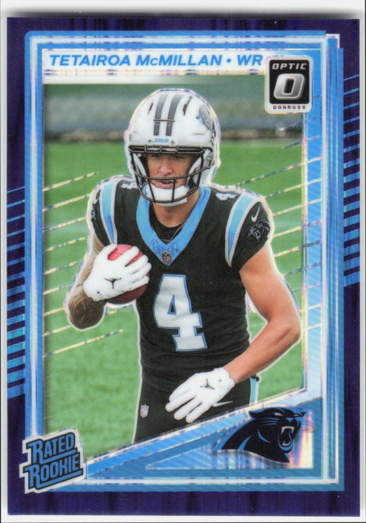 2025 Panini Donruss Optic Tetairoa McMillan #209 Rated Rookie Purple Shock Prizm