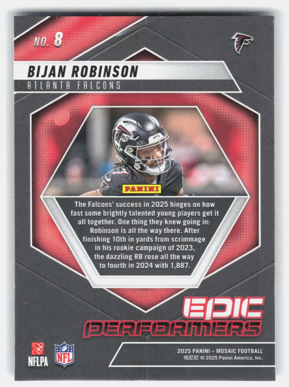 2025 Panini Mosaic Bijan Robinson #8 Epic Performers Falcons