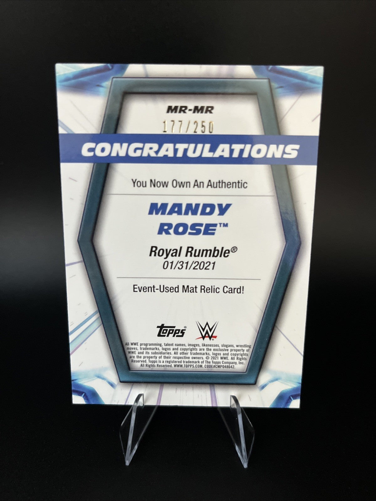 2021 Topps WWE Women's Division - Mat Relics Royal Rumble Mandy Rose #MR-MR /250