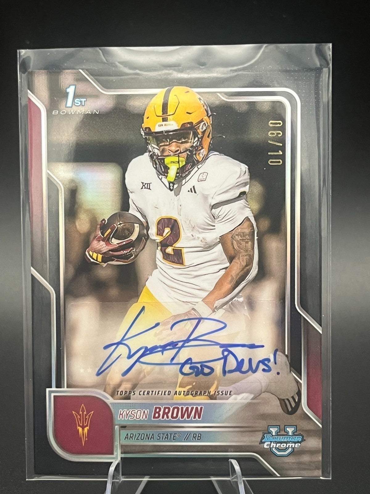 Kyson Brown 2025 Bowman U Chrome 1st Black Shimmer Auto 6/10 ASU BCA-KB