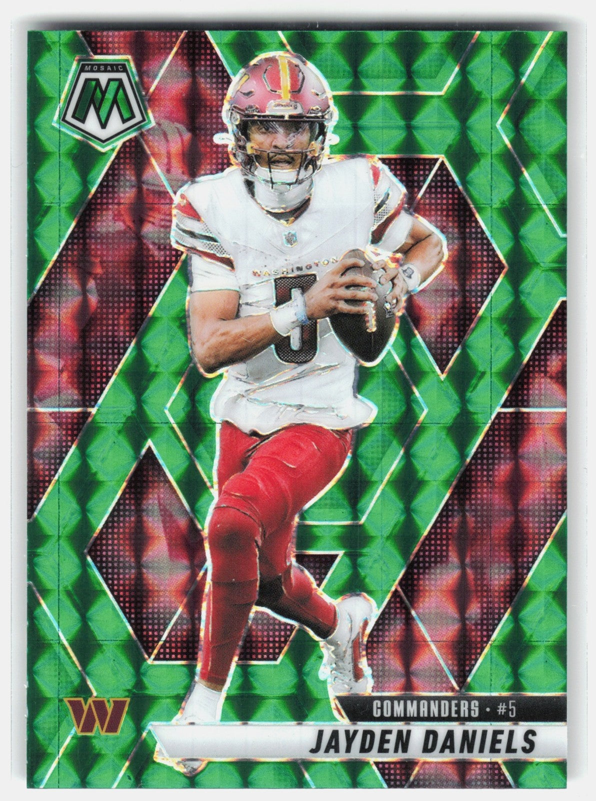 2025 Panini Mosaic Jayden Daniels #232 Green Prizm Commanders