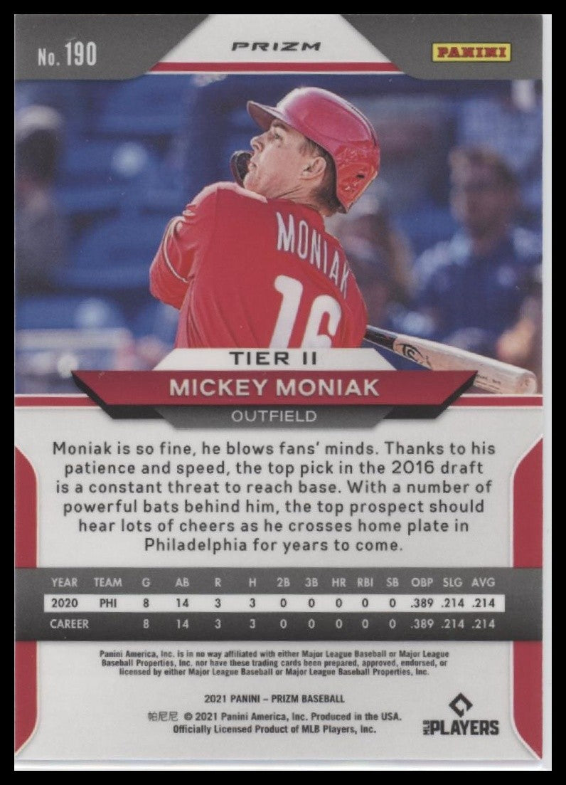 Panini 2021 Pink Prizm Mickey Moniak Philadelphia Phillies #190