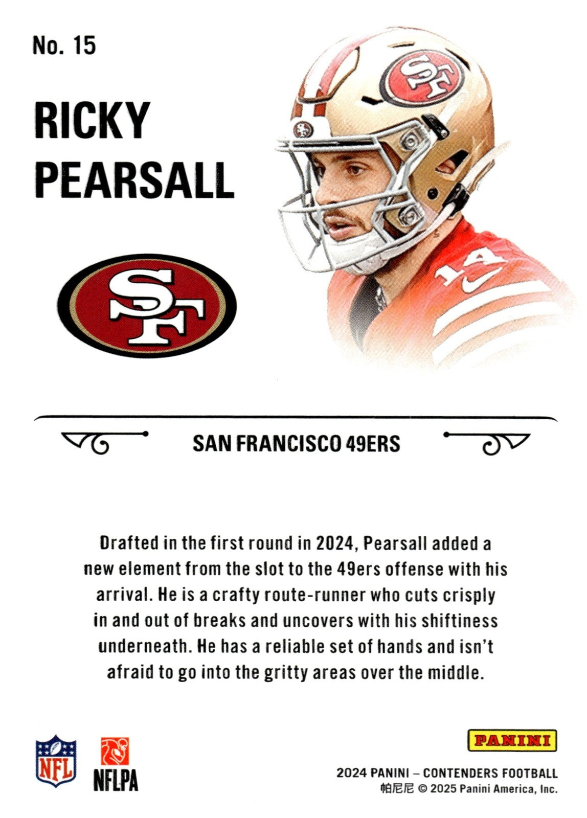 2024 Panini Contenders Ricky Pearsall #15 Rookie Stallions RC 49ers