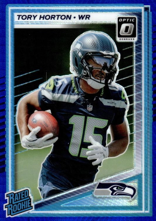 2025 Panini Donruss Optic Tory Horton #295 Rated Rookie Blue Hyper Prizm