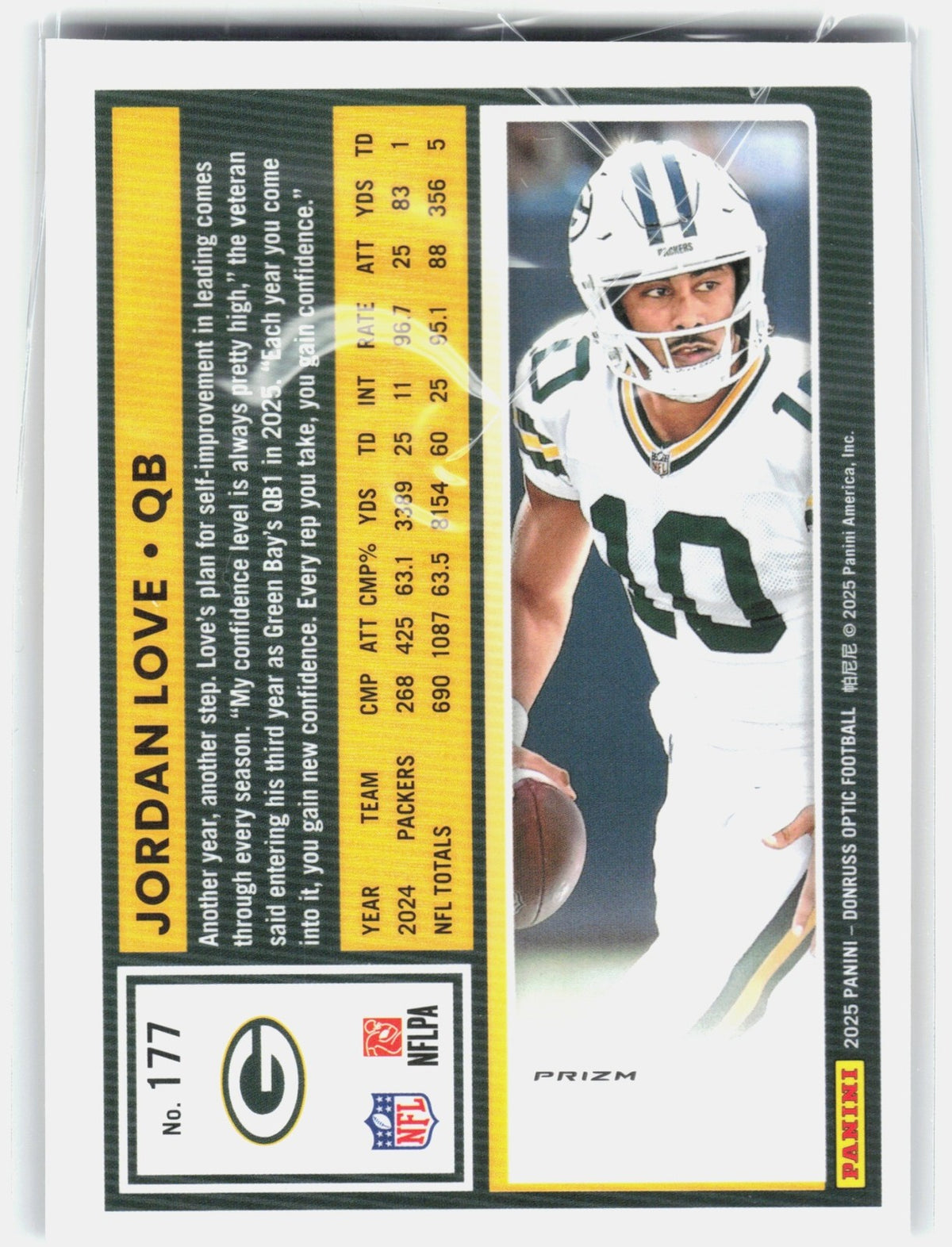 2025 Panini Donruss Optic Jordan Love Chrome #177 Packers