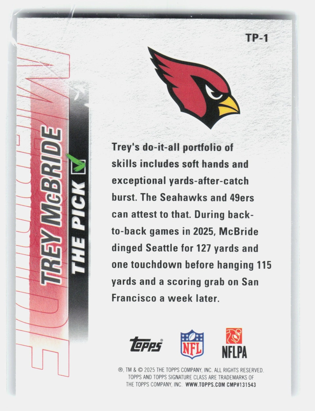 2025 Topps Signature Class Trey McBride #TP-1 The Pick Cardinals