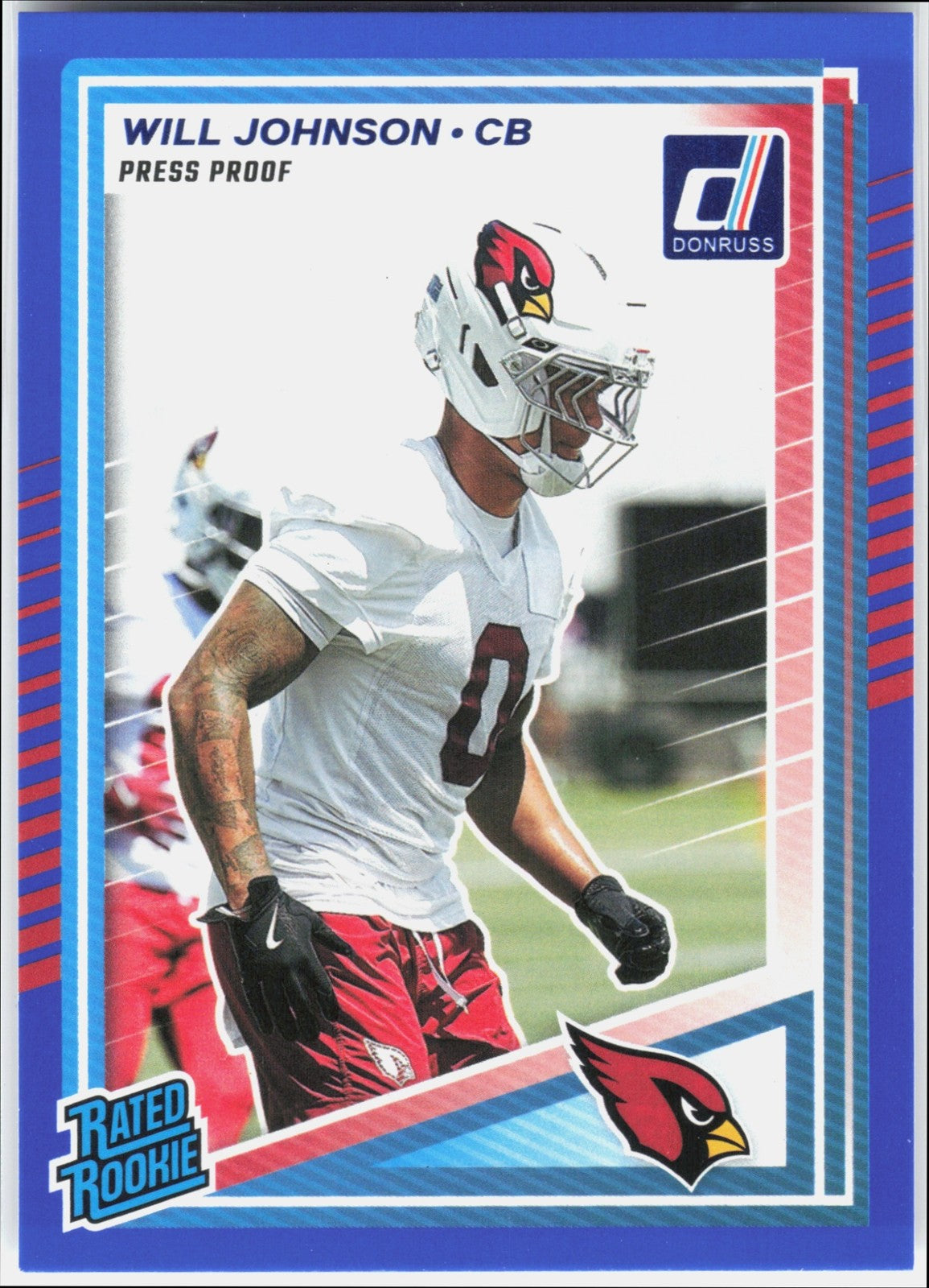 2025 Panini Donruss Will Johnson #396 Rated Rookie Press Proof Purple RC