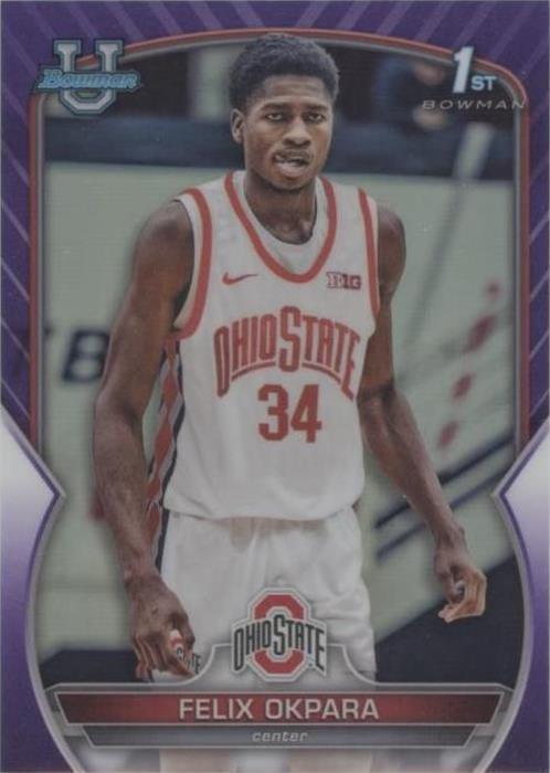 2022-23 Bowman University Chrome - Felix Okpara #94 Purple Refractor /399 (RC)